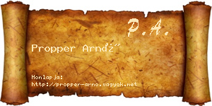 Propper Arnó névjegykártya